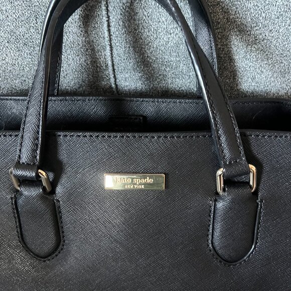 Kate Spade Laurel Way Evangelie Satchel Black (gold trim) - Picture 2 of 11